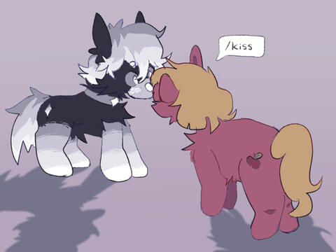 default pony (pony town) and default lumen (luminous kingdom) having a cute moment.