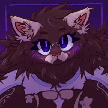 a bust(?) of my fursona sqweakz. he is doing the one finger pointing pose while doing a cute face. (note: this art was made before i came out as trans)