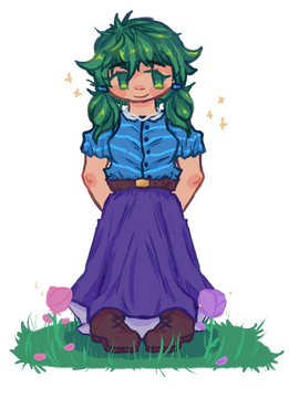 a rendered fullbody of caroline from stardew valley. i wish i could marry her so bad.