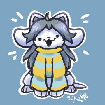 a cute little temmie (undertale), simply shaded. she is making a cute, derpy face.