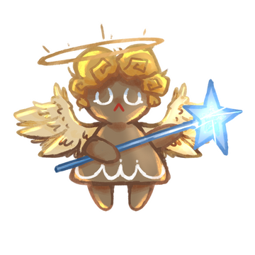 rendered fullbody of angel cookie from cookie run.